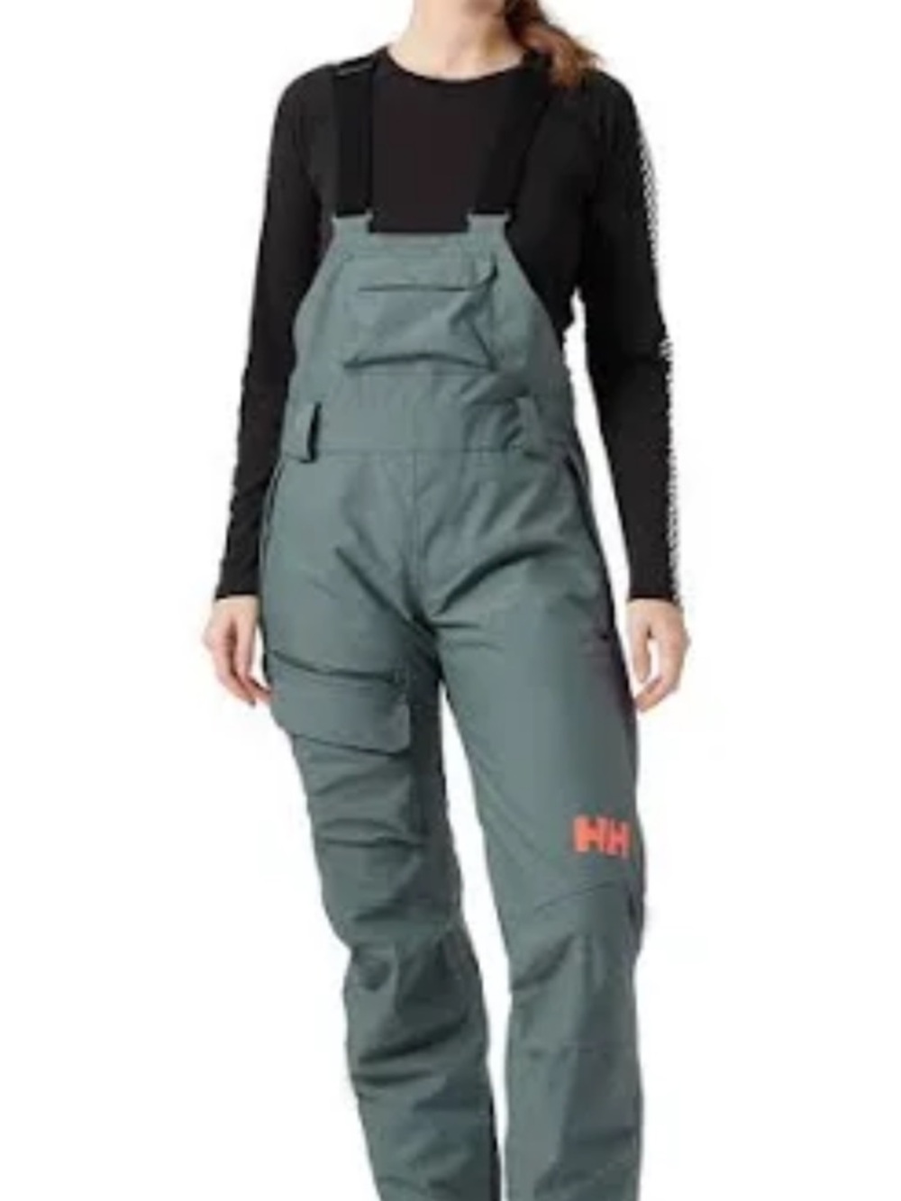 Helly Hansen Slate Green Utility Bib Overalls with Coral Logo